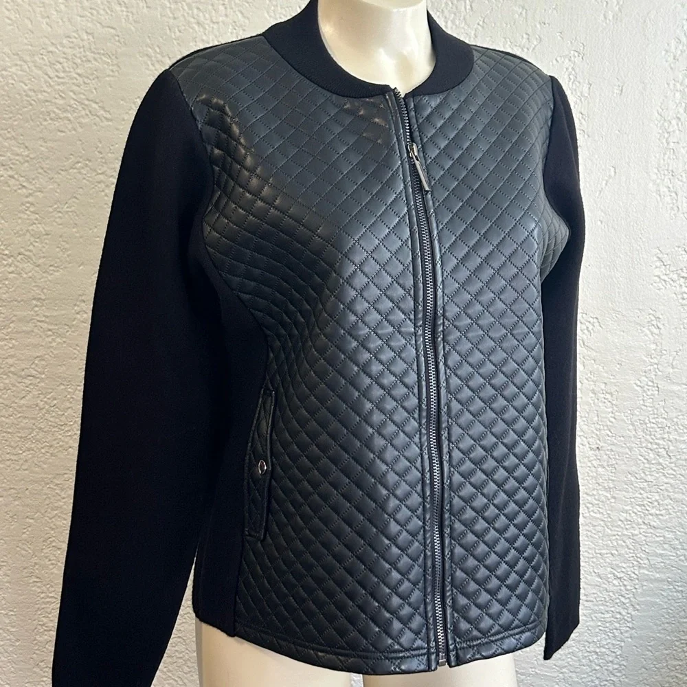 Cynthia Rowley MED Faux Leather front blazer NWT